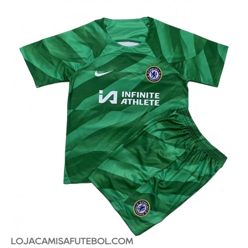 Camisa de Futebol Chelsea Goleiro Equipamento Secundário Infantil 2023-24 Manga Curta (+ Calças curtas)